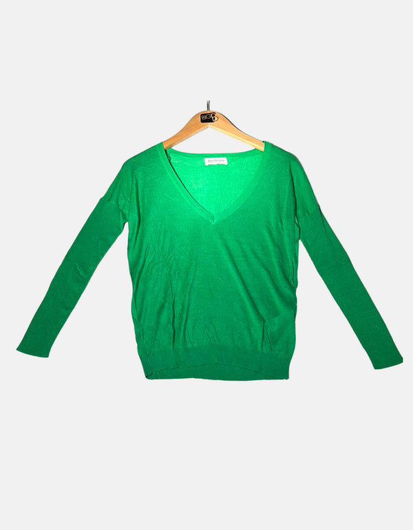 Women's Emerald Green V-Neck Sweater